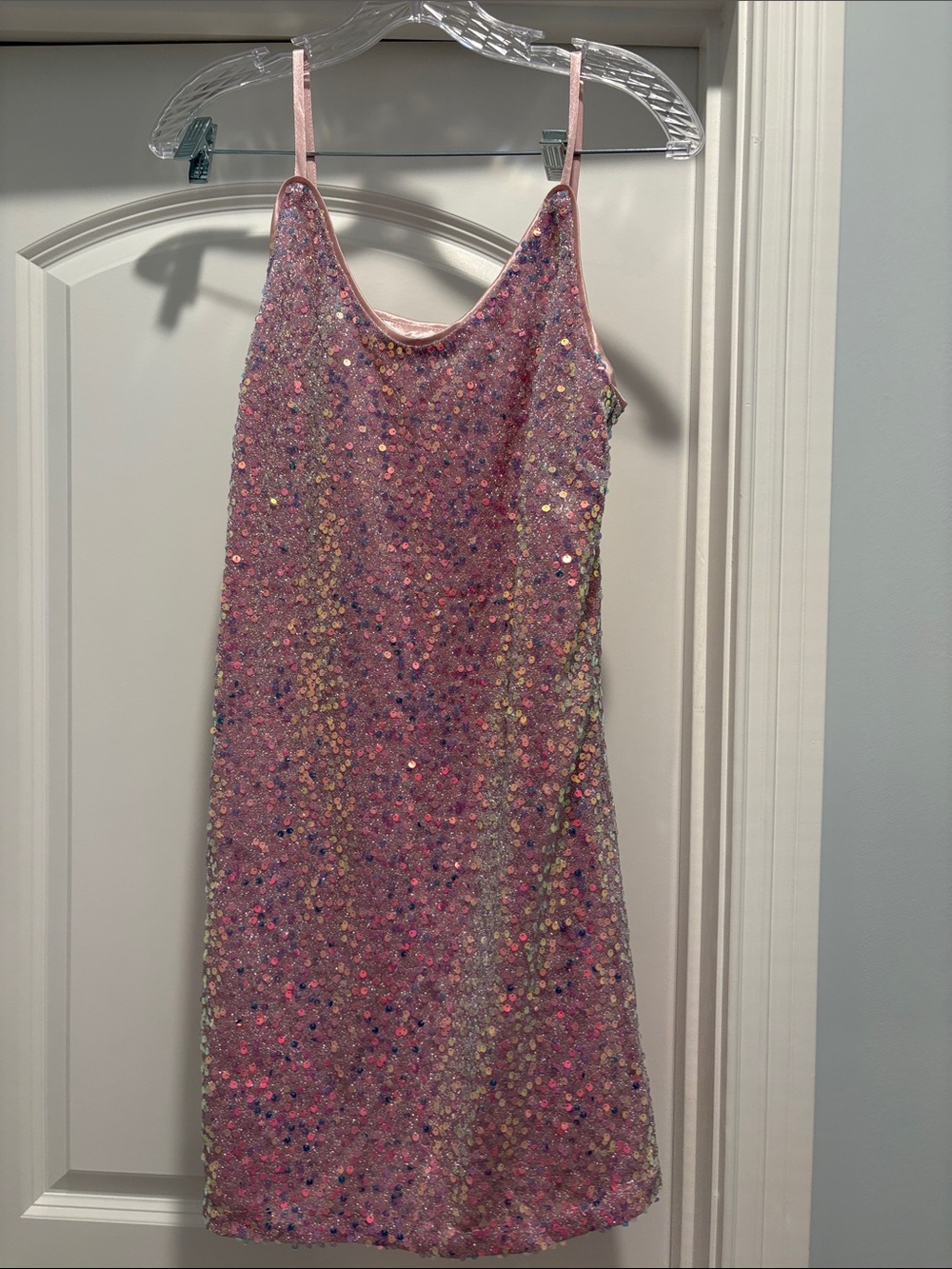 Pink Sequin Slip Dress
